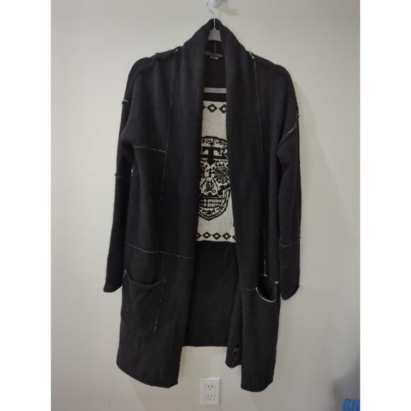 Skull Cashmere Open Front Cardigan Sweater - Picture 6 of 6